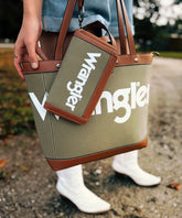 Wrangler Leather Trim Canvas Tote Bag Set